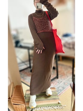 「アイテム（キャミソール）」を使った、Shellyさん（レディース・160cm）の冬コーディネート