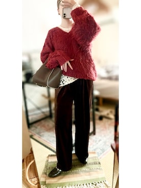 「アイテム（ローファー）」を使った、Shellyさん（レディース・160cm）の冬コーディネート