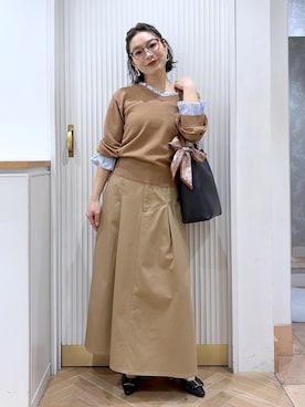 「VIS（ビス）の【セレモニー/通勤対応】【A4収納】リバーシブルハンドルワンショルダーバッグ（トートバッグ、ブラック系）」を使った、namieさん（レディース・157cm）の春コーディネート