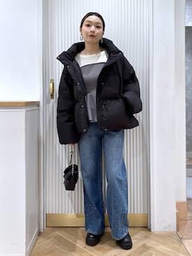 「アイテム（ネックレス）」を使った、namieさん（レディース・157cm）の冬コーディネート