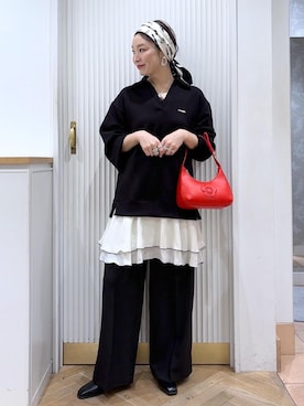 「VIS（ビス）のチャームコンビチェーンネックレス（ネックレス、シルバー系）」を使った、namieさん（レディース・157cm）の秋コーディネート