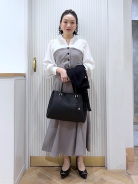 「VIS（ビス）のカップ付きベロアキャミソール（キャミソール、ホワイト系）」を使った、namieさん（レディース・157cm）の春コーディネート