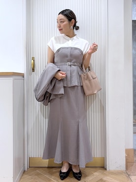 「Juze（ジュゼ）のハートカットリボンパンプス（パンプス、ブラック系）」を使った、namieさん（レディース・157cm）の夏コーディネート