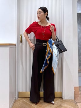 「アイテム（ニット/セーター）」を使った、namieさん（レディース・157cm・40代）の夏コーディネート