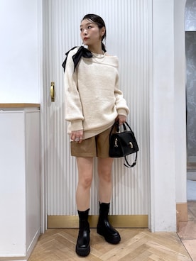 「アイテム（キャミソール）」を使った、namieさん（レディース・157cm・40代）の冬コーディネート