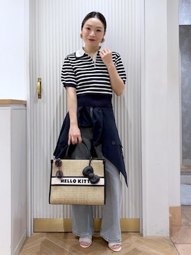 「Juze（ジュゼ）のアイスキューブヒールサンダル（サンダル、ホワイト系）」を使った、namieさん（レディース・157cm）の夏コーディネート