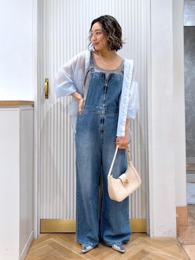 「パンツスタイル」｜「アイテム（サロペット/オーバーオール）」を使った、namieさん（レディース・157cm）の夏コーディネート