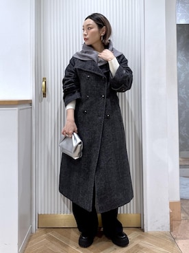 「アイテム（バンダナ/スカーフ）」を使った、namieさん（レディース・157cm）の冬コーディネート