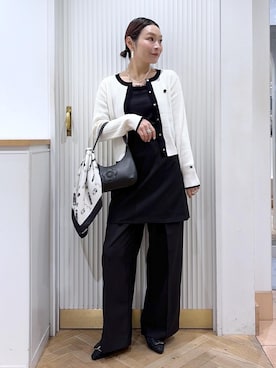「Juze（ジュゼ）の【新色追加】ハートカットリボンパンプス（パンプス、ブラック系）」を使った、namieさん（レディース・157cm）の秋コーディネート
