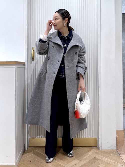 セール】尾州シャギースタンドカラーロングコート/静電気防止・WEB限定