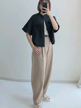 「レギュラー」｜「アイテム（サンダル）」を使った、yuyuさん（レディース・157cm）の春コーディネート