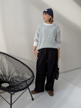 「アイテム（バレエシューズ、ブラウン系）」を使った、yuyuさん（レディース・157cm）の秋コーディネート