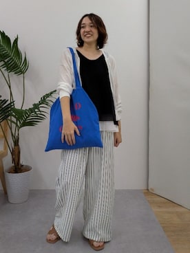 「アイテム（ニット/セーター）」を使った、yuyuさん（レディース・159cm）の夏コーディネート