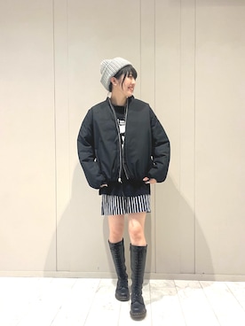「リバーシブル」｜「アイテム（ブルゾン）」を使った、marimekkostaffさん（レディース・165cm）の冬コーディネート