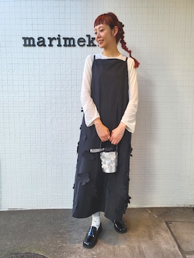 「アイテム（バレッタ/ヘアクリップ）」を使った、marimekkostaffさん（レディース・164cm）の秋コーディネート