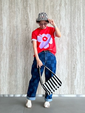 「marimekko（マリメッコ）のアイテム（ショルダーバッグ）」を使った、marimekkostaffさん（レディース・162cm）の夏コーディネート