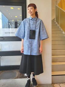 marimekko　チュニック　半袖　ホワイト　ブラック　コットン　ナイロン チュニック 白衣 MICHEL KLEIN ミッシェルクラン MK-0022 半袖