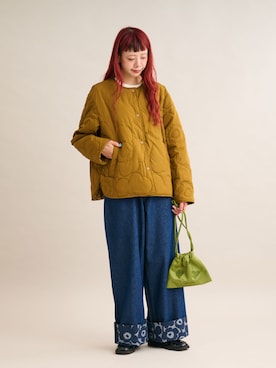 「marimekko（マリメッコ）の【バナー掲載特典付】Kapseli Piirto Unikko  / coat（ノーカラーコート、ブラウン系）」を使った、marimekkostaffさん（メンズ・176cm）の夏コーディネート