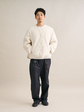 「marimekko（マリメッコ）の【バナー掲載特典付】《JAPAN EXCLUSIVE》Je Kapseli Piirto Unikko / coat（ノーカラーコート、ホワイト系）」を使った、marimekkostaffさん（メンズ・176cm）の夏コーディネート