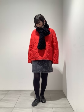 「アイテム（その他アウター、レッド系）」を使った、marimekkostaffさん（レディース・156cm）の秋コーディネート