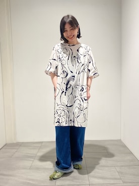 「Tシャツ×デニム」｜「アイテム（ワンピース/ドレス）」を使った、marimekkostaffさん（レディース・156cm）の春コーディネート