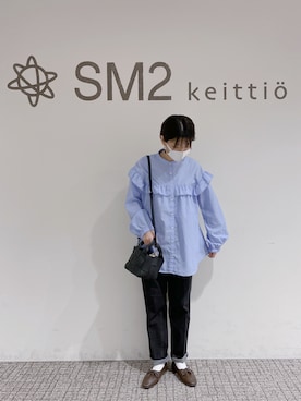 「Samansa Mos2 blue」｜「アイテム（その他シューズ）」を使った、シノさん（レディース・152cm）の秋コーディネート
