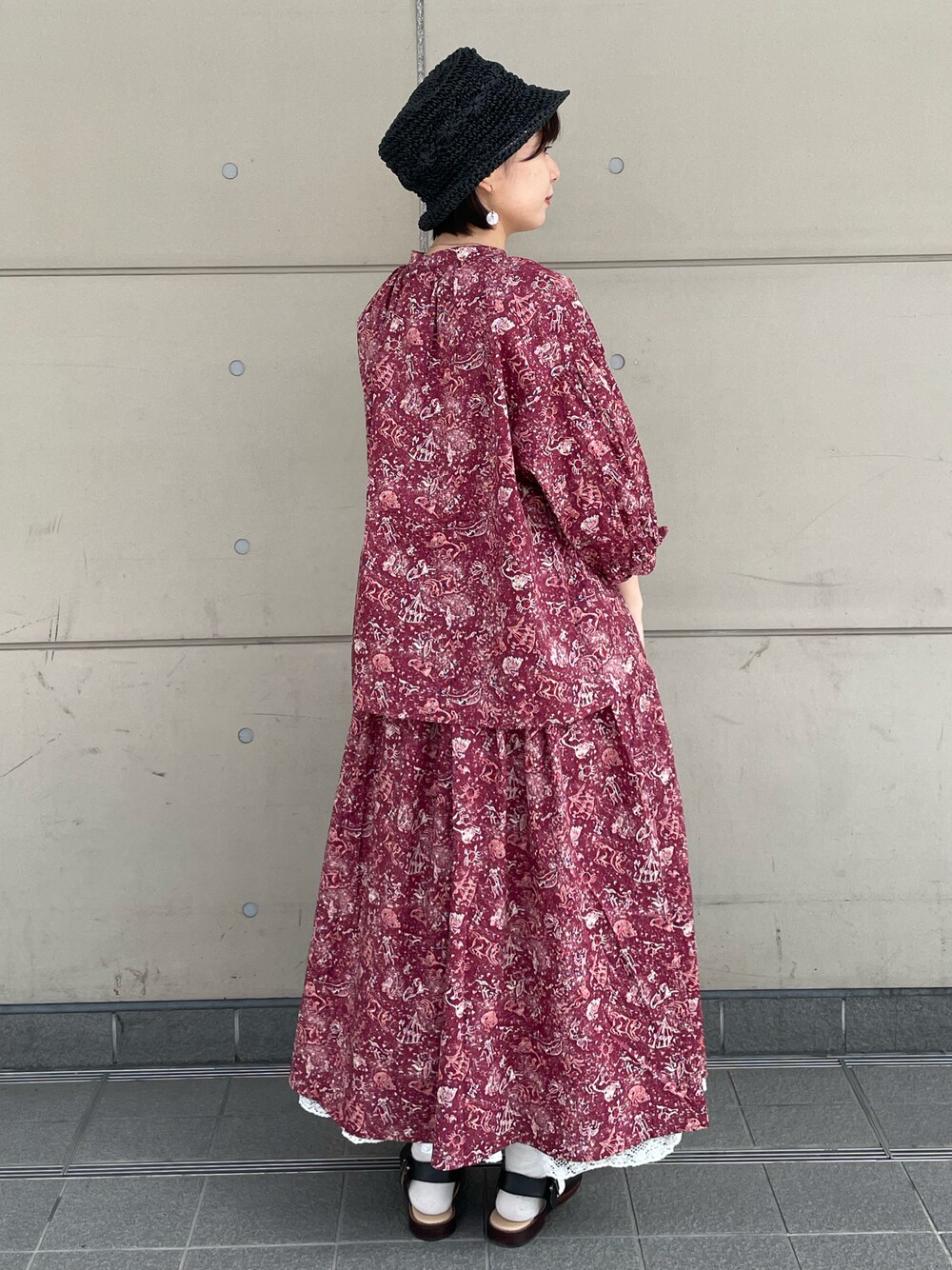 ツハルバイサマンサモスモス　LIBERTY Kevin柄スカート　赤紫　ロング ツハルバイサマンサモスモス LIBERTY Kevin柄スカート 赤紫