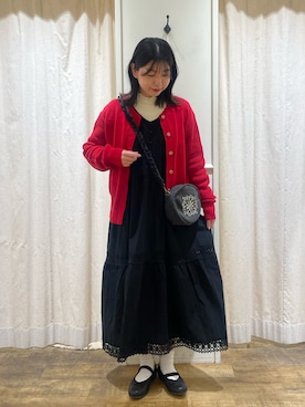 「アイテム（ブラック系）」を使った、シノさん（レディース・153cm）の冬コーディネート