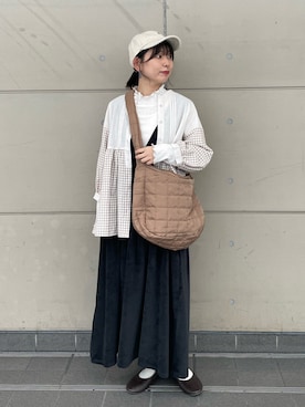 「Samansa Mos2（サマンサ モスモス）の前後着カットベロアノースリワンピース（ワンピース）」を使った、シノさん（骨格ストレート・レディース・152cm）の秋コーディネート