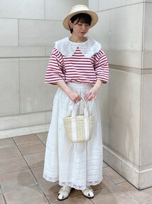 ツハルバイサマンサモスモス　リバーレース切替ギャザースカート TSUHARU by Samansa Mos2（ツハルバイサマンサモスモス）の「リバー