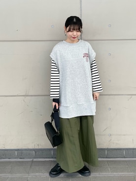 「重ね着ベストシーズン」｜「アイテム（ハンドバッグ）」を使った、シノさん（レディース・152cm）の秋コーディネート