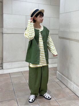 「春服デビュー宣言」｜「アイテム（カーゴパンツ）」を使った、シノさん（レディース・152cm）の春コーディネート