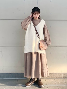 「Samansa Mos2（サマンサ モスモス）のアイテム（バッグ）」を使った、シノさん（レディース・152cm）の秋コーディネート