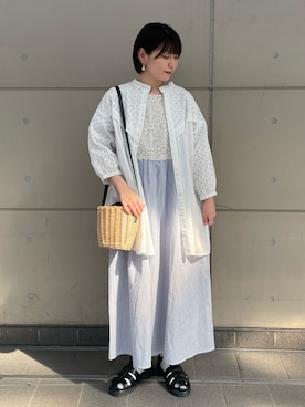 「Samansa Mos2（サマンサ モスモス）のモチーフレースワンピース（ワンピース）」を使った、シノさん（レディース・152cm）の春コーディネート