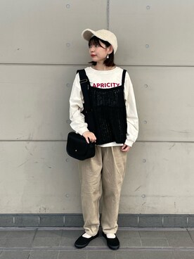 「重ね着ベストシーズン」｜「アイテム（帽子）」を使った、シノさん（レディース・152cm）の秋コーディネート