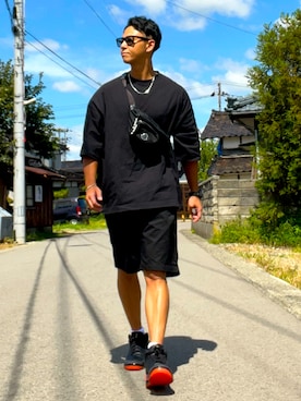 「黒コーデ」｜「アイテム（バッグ）」を使った、nobutanchinさん（メンズ・173cm）の秋コーディネート