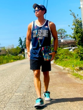 「アイテム（タンクトップ）」を使った、nobutanchinさん（メンズ・173cm）の夏コーディネート