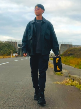 「アイテム（ライダースジャケット）」を使った、nobutanchinさん（メンズ・173cm）の冬コーディネート