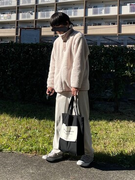 「アイテム（ブルゾン、ホワイト系）」を使った、ゆうきくんさん（メンズ・163cm）の冬コーディネート