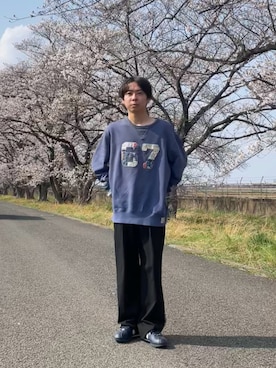 「NIKE（ナイキ）のNIKE ナイキ CORTEZ TXT コルテッツ TXT MHF0263 400MNNAVY/WHT（スニーカー、ブルー系）」を使った、ゆうきくんさん（メンズ・163cm）の春コーディネート