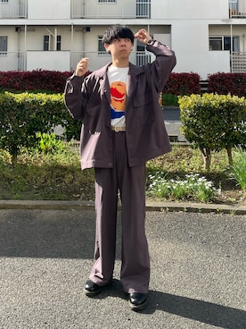 「kutir（クティール）のアイテム（テーラードジャケット）」を使った、ゆうきくんさん（メンズ・163cm）の春コーディネート