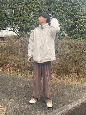 「アイテム（ブルゾン、ホワイト系）」を使った、ゆうきくんさん（メンズ・163cm）の冬コーディネート