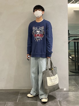 「KENZO」｜「アイテム（トートバッグ）」を使った、ゆうきくんさん（メンズ・163cm）の春コーディネート