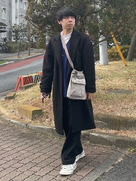 「CASPER JOHN（キャスパージョン）のアイテム（チェスターコート）」を使った、ゆうきくんさん（メンズ・163cm）の冬コーディネート