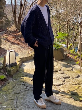 「CDG（シーディージー）のアイテム（シューズ）」を使った、なぎさん（メンズ・173cm）の秋コーディネート