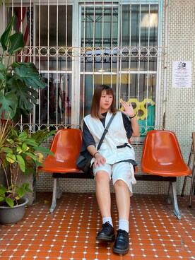 「plain-me（プレインミー）のアイテム（バッグ）」を使った、Kさん（レディース・155cm）の夏コーディネート