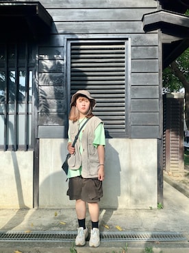 「plain-me（プレインミー）のアイテム（バッグ）」を使った、Kさん（レディース・155cm）の夏コーディネート