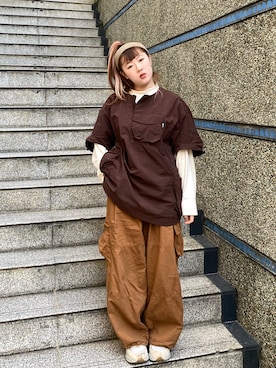 「アイテム（ヘアアクセサリー、グリーン系）」を使った、Kさん（レディース・155cm）の冬コーディネート