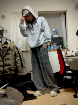 「アイテム（スウェットパンツ）」を使った、どらどら×2さん（メンズ・180cm）の秋コーディネート