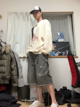 「アイテム（ウォレットチェーン）」を使った、どらどら×2さん（メンズ・180cm）の秋コーディネート